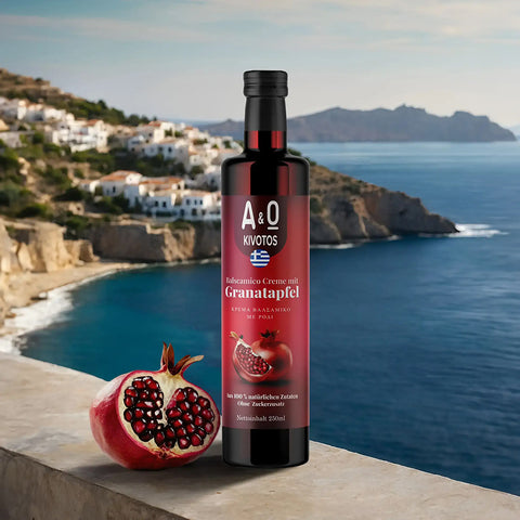 Balsamico mit Granatapfel 250 g – fruchtig-aromatischer Balsamico-Essig mit intensiver Granatapfel-Note, perfekt für mediterrane Salate und Dressings.