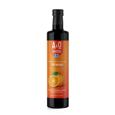 Balsamico mit Orange 250 g – aromatischer Balsamico-Essig mit fruchtiger Orangen-Note, perfekt für mediterrane Salate und Dressings.