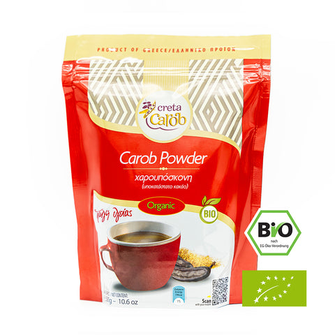 Creta Carob BIO Pulver 300 g – hochwertiges Johannisbrotpulver aus Kreta, ideal als natürlicher, süßer Zusatz für Backwaren und Getränke.