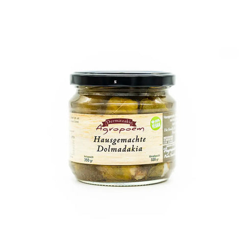 Dermitzakis hausgemachte Dolmadakia, 350 g – traditionell gefüllte Weinblätter mit würziger Reis-Kräuter-Füllung nach griechischem Rezept