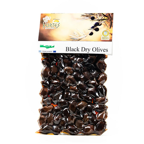 Kurtes Schwarze getrocknete Oliven 250 g – aromatische, sonnengetrocknete schwarze Oliven mit intensivem Geschmack, ideal für mediterrane Gerichte und Snacks.