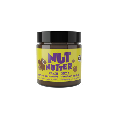 Nut Nutter Cocoa Hazelnut Praline 250 g – cremiger Haselnuss-Kakao-Aufstrich aus Griechenland, ohne Palmöl und Zusatzstoffe. Authentischer Genuss bei KRETA natürlich.