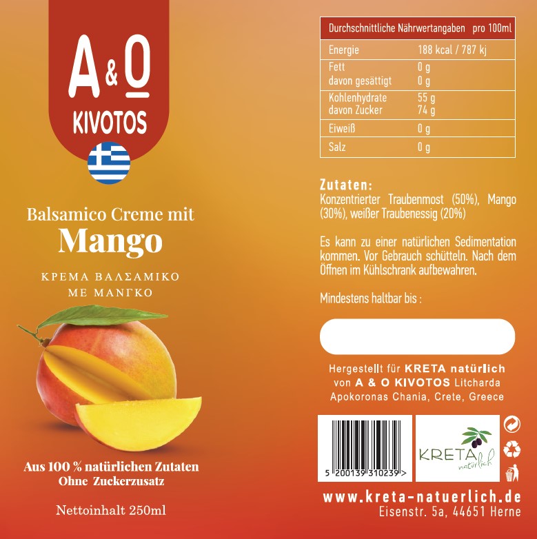 Label Balsamico Creme Mango