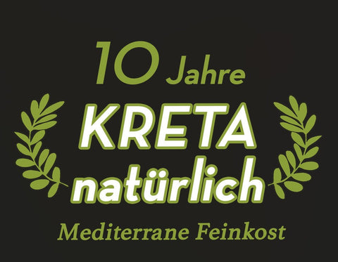 10 Jahre KRETA natürlich Logo - Mediterrane Feinkost mit Haltung