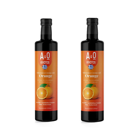 2er Vorteilsset mit Preisvorteil - Balsamico mit Orange 250 g – aromatischer Balsamico-Essig mit fruchtiger Orangen-Note, perfekt für mediterrane Salate und Dressings.