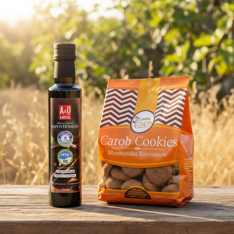 Carob Set aus Kreta – Kombination aus Carob Sirup und Carob Cookies