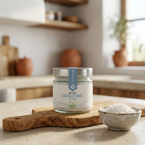 Meersalz Flakes von der Küste Kretas, pur und authentisch