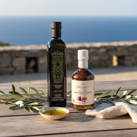 BIO Selection Olivenöl high phenolic & Balsamico Creme Feige aus Kreta – hochwertiges Duo für mediterrane Küche, direkt von kretischen Familienbetrieben