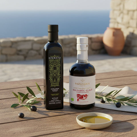 BIO Selection Olivenöl high phenolic & Balsamico Creme Granatapfel aus Kreta – hochwertiges Duo für mediterrane Küche, direkt von kretischen Familienbetrieben