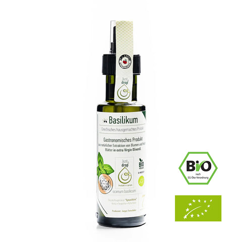 BIO -  Just a drop Aromaöl Basilikum,  naturreines, intensiv duftendes Basilikumöl zur Verfeinerung mediterraner Speisen.