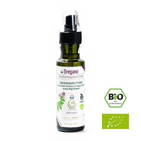 Eptastiktos Just a drop Oregano. Würzig-intensives Oregano-Öl zur Aromatisierung mediterraner Gerichte und feiner Saucen.