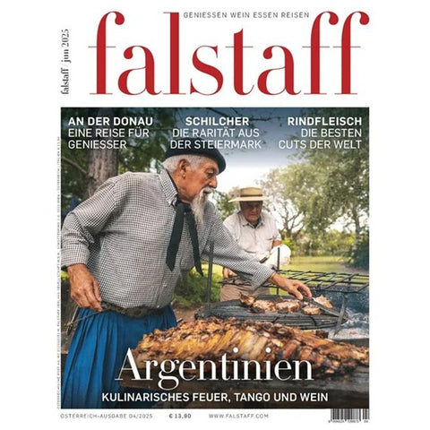 Cover des Falstaff Magazins – renommiertes Genussmagazin mit exklusiven Berichten über mediterrane Weine, Olivenöle und feine Kulinarik.