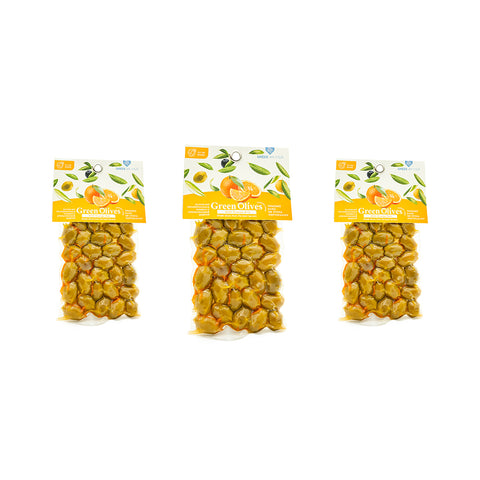 Grüne Olive mit Orange