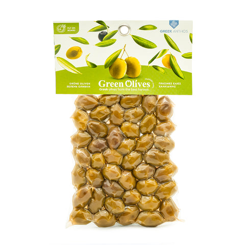 GREEK ANTHOS grüne Oliven  – handverlesene Oliven aus Griechenland. Aromatisch, naturbelassen und ideal für mediterrane Gerichte von KRETA natürlich.