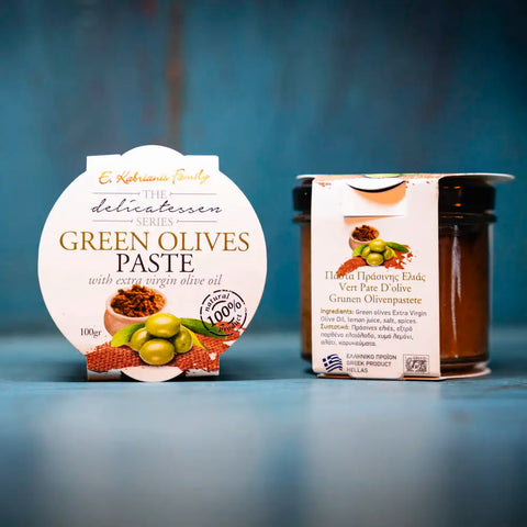Grüne Olivenpaste präsentiert bei KRETA natürlich - Pur und authentisch, für Saucen, Salatdressings oder schlicht auf Brot
