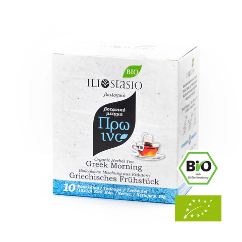 Iliostasio BIO Kräutertee Griechisches Frühstück 10 Stück – aromatischer Kräutertee mit traditioneller Rezeptur, ideal für den mediterranen Start in den Tag.