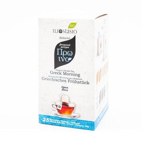 Iliostasio Kräutertee Griechisches Frühstück, die große Packung mit 25 Stück – aromatischer Kräutertee mit traditioneller Rezeptur, ideal für den mediterranen Start in den Tag.