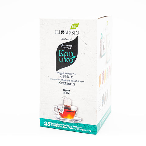 Iliostasio Kretische Mischung aus Kräutern Die Große Packung mit 25 Stück – aromatischer Kräutertee mit traditionellen kretischen Kräutern, ideal für mediterranen Genuss und Wohlbefinden.