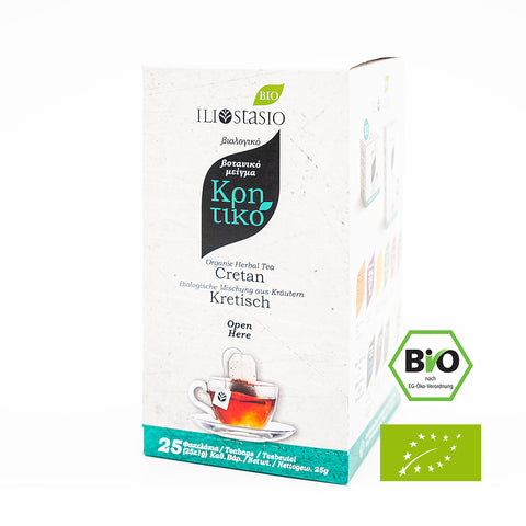 Iliostasio BIO - Kretische Mischung aus Kräutern Die Große Packung mit 25 Stück – aromatischer Kräutertee mit traditionellen kretischen Kräutern, ideal für mediterranen Genuss und Wohlbefinden.