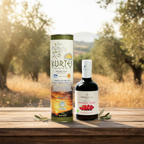 Kretisches Duo Klassik – Olivenöl und BIO Balsamico Creme Pur aus Kreta, hochwertiges Set für mediterrane Küche und authentische Genussmomente