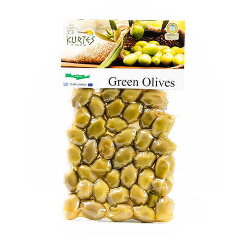 Kurtes Grüne Oliven Der Klassiker 250 g – aromatische, traditionelle mediterrane grüne Oliven, perfekt als Snack oder für Salate.