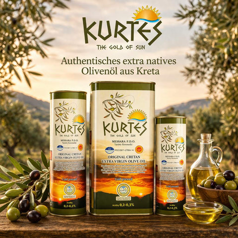 Extra natives Olivenöl von Kurtes die Auswahl unserer lichtgeschützen Dosen. 