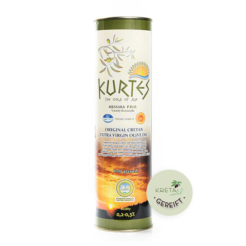 1 Liter Schmuckdose Kurtes Farmers Group of Psilorities Mountain mit bestem extra nativen Olivenöl gereift. 