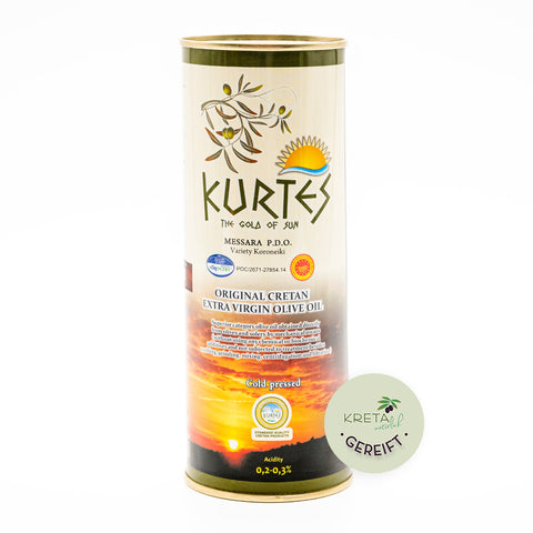 Extra natives Olivenöl von Kurtes gereift -in der Schmuckdose für eine gesellige Runde im Kreis von Freunden. 