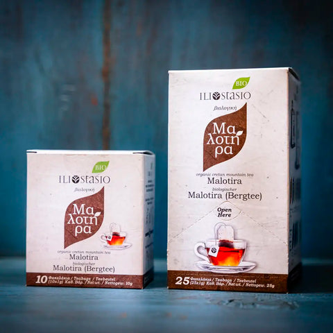 Malotira Tee im Teebeutel präsentiert im Regal bei KRETA natürlich. 