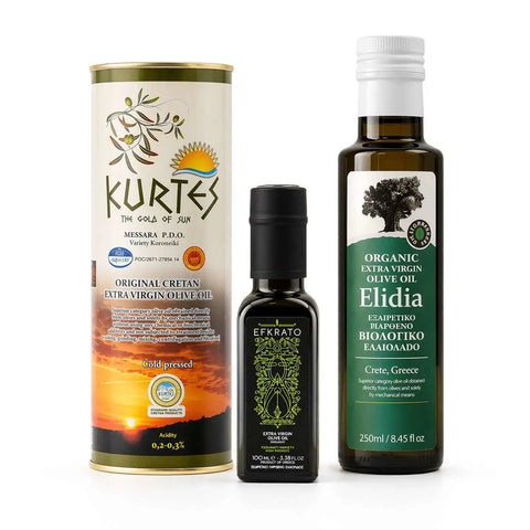 Olivenöl Probierpaket Kreta - Kurtes, Efkrato und Elidia