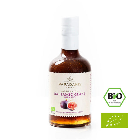 Papadakis Crete Balsamic Glaze Feige – fruchtige Balsamico-Essig-Creme mit Feige, ideal für mediterrane Küche & Desserts.