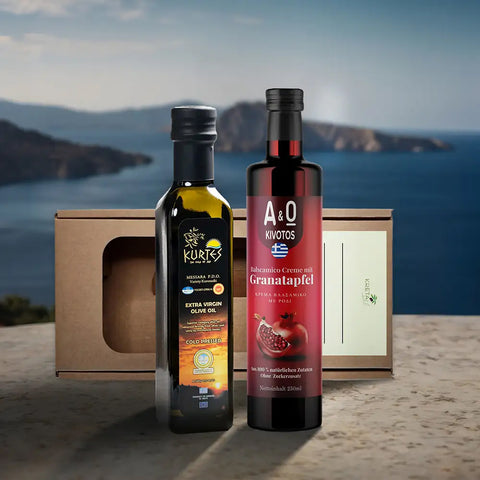 Produktpaket Mediterrane Genussbox Granatapfel – sorgfältig zusammengestellte mediterrane Delikatessen mit fruchtiger Granatapfel-Note für ein besonderes Geschmackserlebnis.