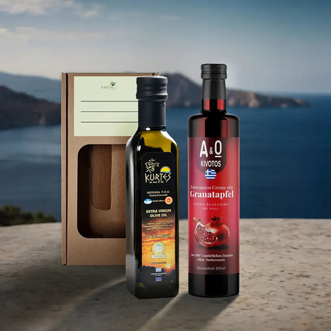 Produktpaket Mediterrane Genussbox Granatapfel – exquisite Auswahl mediterraner Spezialitäten mit fruchtig-frischer Granatapfel-Note für besonderen Genuss.