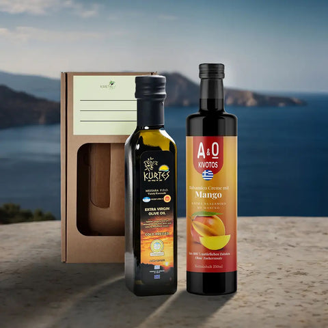 Produktpaket Mediterrane Genussbox Mango – hochwertige Auswahl mediterraner Spezialitäten mit fruchtigen Mango-Aromen für ein besonderes Genusserlebnis.