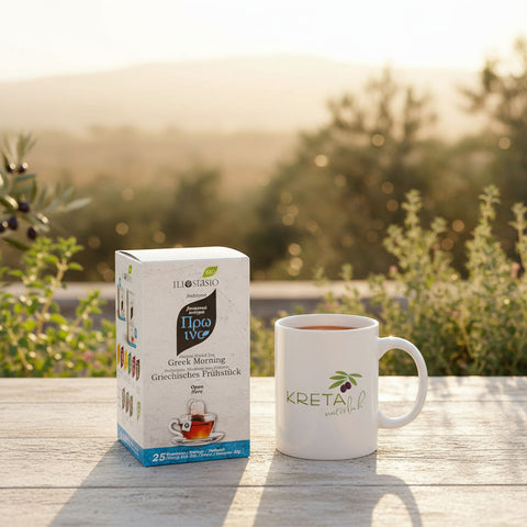 KRETA natürlich Tasse mit BIO Griechisches Frühstück-Tee im Teebeutel - kretischer Teemoment Set