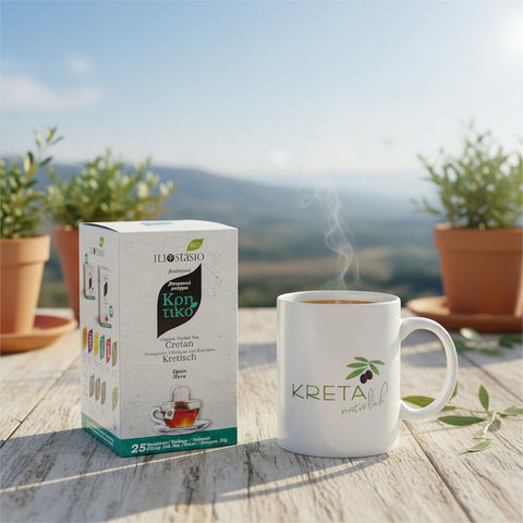 KRETA natürlich Tasse mit BIO Kretischer Kräutertee im Teebeutel – kretischer Teemoment Set