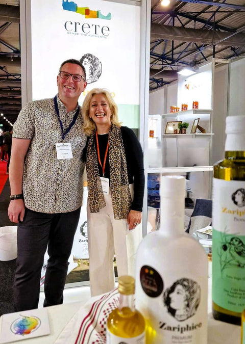 Treffen mit Marita von Zariphico am Rande der Food Expo in Athen 2025.