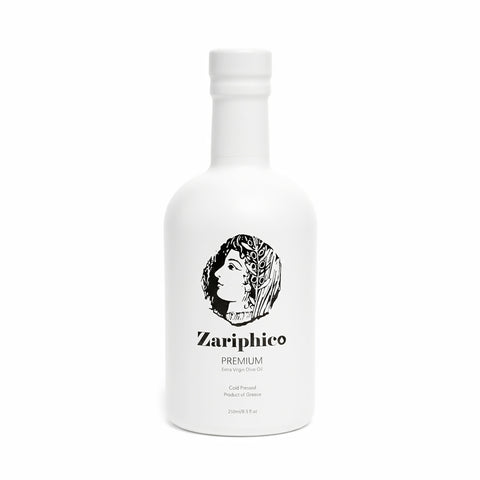 Zariphico extra natives Olivenöl 250 ml – weiße Designflasche aus Kreta, Premiumqualität aus Koroneiki Oliven